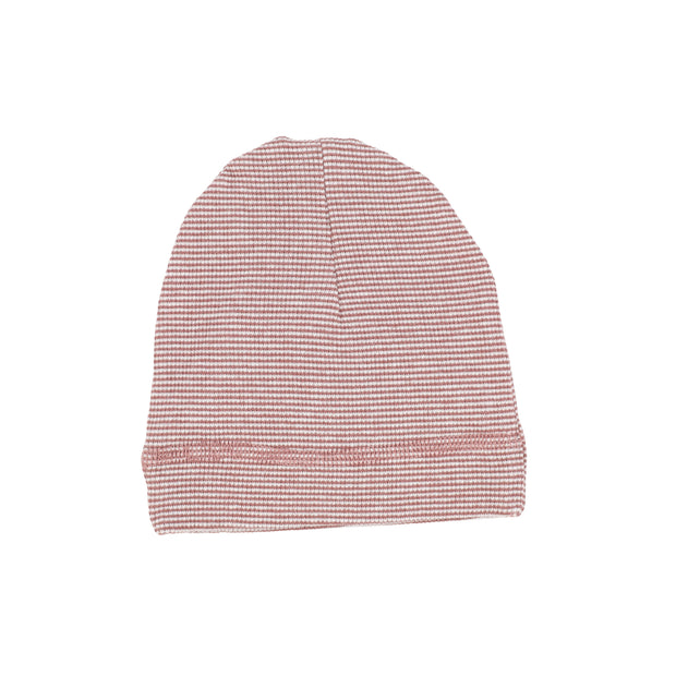 Analogie Mini Stripe Stitch Beanie - Mauve/White