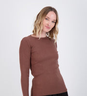 PB&J Outline Ladies Ribbed Knit Sweater - Jewel Neck