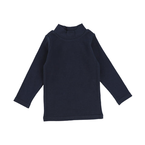 Lil Legs Ribbed Mock Neck - Navy