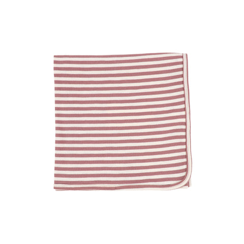 Lil Legs Classic Ribbed Blanket - Rosewood/Stone Stripe