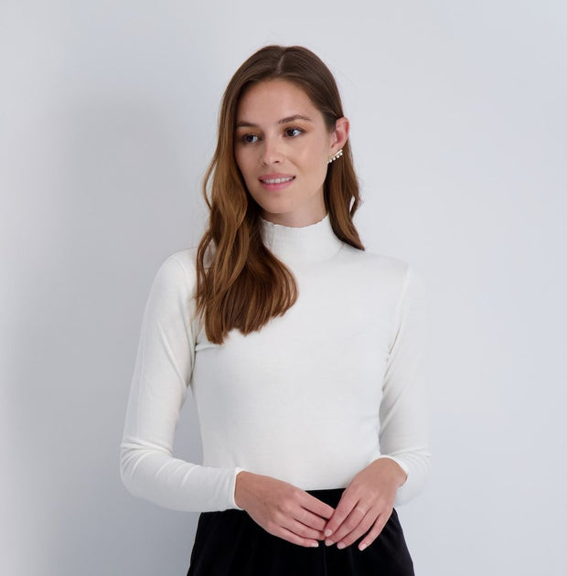 PB&J Outline Ladies Flat Knit Sweater - Mock Neck